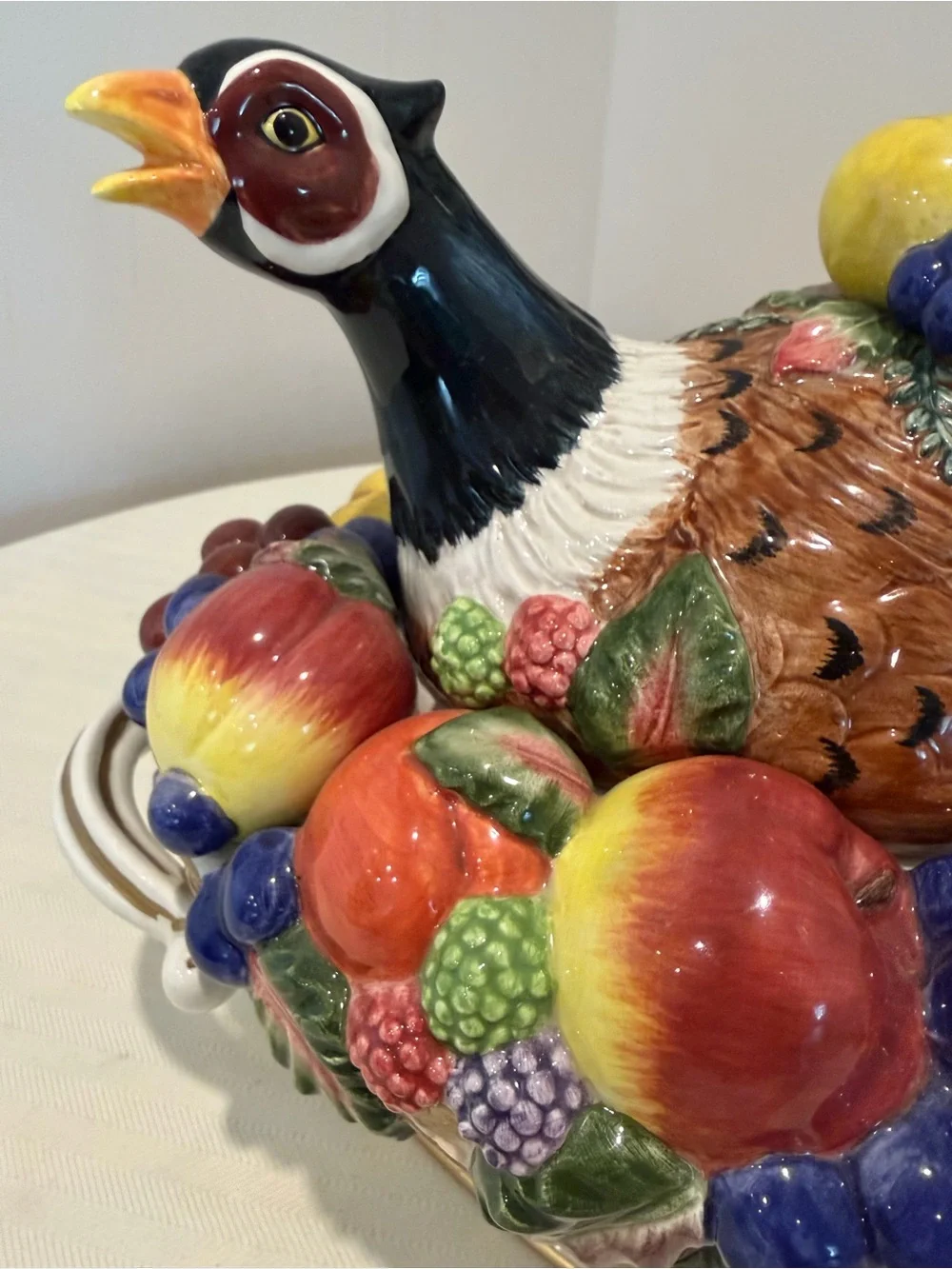Fitz & Floyd Venezia Autumn Bounty Pheasant Tureen w/Ladle & Lid